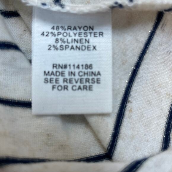 89th + Madison Womens L Metallic Striped Cap Sleeve Button Detail Knit Blouse - Picture 3 of 6